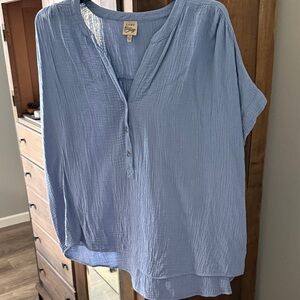 Como Vintage Sky Blue High Low Blouse 3X Gently Used